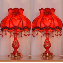 Wedding gift lamp wedding room bedroom romantic and warm wedding European bedside lamp decoration long light red single