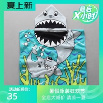  New childrens beach boys shark bath towels Baby beach cloak Bathrobes cloak cloak with hat Korean tide