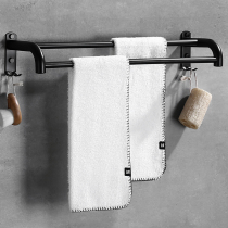 Free Punching Hair Towel Rack Double Pole 304 Stainless Steel Black Toilet Simple Bathroom Rack Hardware Pendant