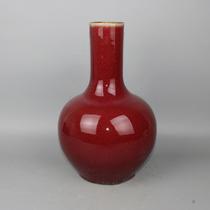 List color glaze Ji Red Tianqiu bottle Folk kiln type high temperature kiln becomes antique antique collection fine ornaments