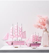 Girl heart smooth sailing craft simulation solid wood small wooden boat model decoration ornaments graduation season gift