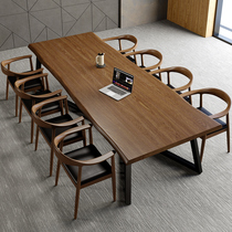 Nordic large solid wood conference table long table and chair combination simple modern workbench long table office conference room table