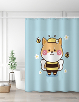 Polyester cloth shower curtain cartoon curtain shower curtain toilet bathroom waterproof cloth bath partition curtain Chai dog Keji
