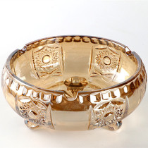 European Amber three-legged transparent large crystal glass ashtray Golden KTV drum-shaped ashtray round