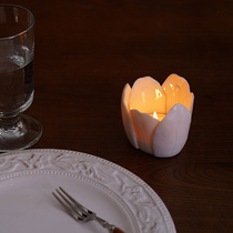 Export Nordic style Magnolia handmade three-dimensional flower shape ceramic candlestick table romantic wax table decoration