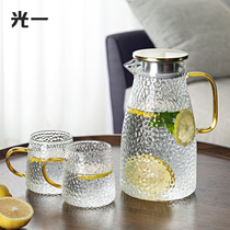 High-value large-capacity glass cold water jug set household heat-resistant high-temperature explosion-proof thickened cool white boiling water cup tie pot