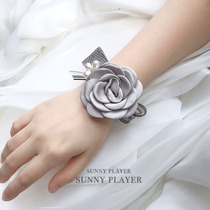 Wrist Flower Wedding Bride hand flower bridesmaid sister gray activity Camellia groom groom best man new man corsage flower Flower