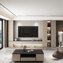 TV Cabinet Integrated Wall Cabinet Background Wall TV Cabinet Light Extravagant Wall Bookcase Solid Wood Custom Modern Brief