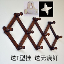 Thai Import Creative Home Stretch Wood Telescopic Hanger Hooks Rhomboid Folding Wall Door Rear Cloak Hook