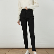 2021 autumn new skinny high waist black velvet jeans pencil pants slim stretch trousers