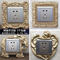 Resin European switch protective cover Golden Elephant luxury creative solid color lamp socket patch decorative cover modern living room