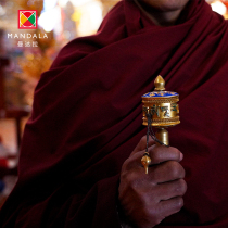 Green Mother Heart Mantra Hand-cranked Warp Wheel Mini Pure Copper Portable Hand-cranked Trunk Mandala