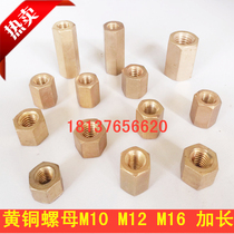 M10M12M16 lengthened height thickened hexagon pure brass nut nut nut model through hole screw cap 59