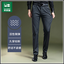 Mullinson suit pants mens summer thin business formal dress slim straight tube trousers spring and autumn stretch casual trousers