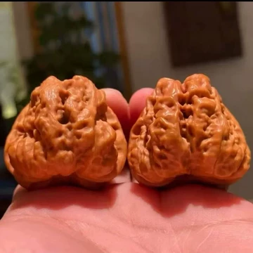 文玩核桃 蛤蟆头 文玩核桃蛤蟆头球连三棱生命之源形球连罕见