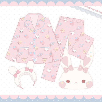 taobao agent [To Alice] The original 啵啵 啵啵 啵啵 啵啵 【cute soft glutinous thin velvet printed home service pajamas suite