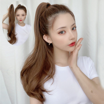 Fake ponytail clip type medium long curly hair big wave fluffy natural high ponytail wig female Net red realistic fake braid
