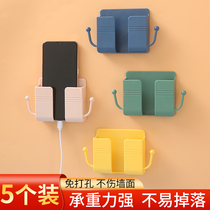 Wall-mounted Hook bracket TV Air conditioning Remote control Storage Box Headboard Wall Mobile Phone Charging Holder shelf