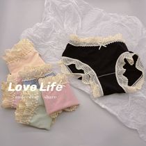 Modal seamless underwear women's high waist belly briefs comfortable ladies Japanese cute lace breathable
