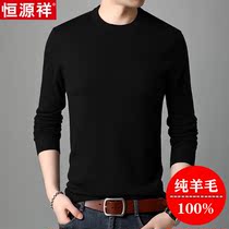 Hengyuanxiang Mens Cardigan Collar Sweater 100% Pure Wool Spring and Autumn Knitwear Thin Top base shirt