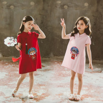  Next win Girls embroidery cheongsam childrens sundress Western style Middle and large childrens Hanfu dress Chinese style Tang dress