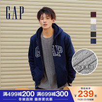 Gap mens LOGO imitation cashmere plus velvet hoodie 2021 autumn and winter new casual warm and thick sweater