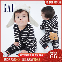 Gap baby cotton striped long sleeve jumpsuit 737293 2021 winter new children's clothing loose fart jacket
