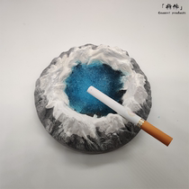 Will be made hand made cement Snow Mountain ashtray Bar folk juku white grey snowy top table Desktop Genguan-like Interpanel