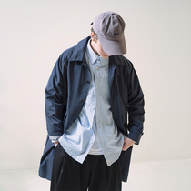 NOTHOMME Japanese Tide brand retro loose long shoulder windbreaker mens youth simple solid color casual coat