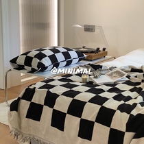 Minimal Concept (Checkerboard) autumn and winter New niche designer double-sided blanket towel