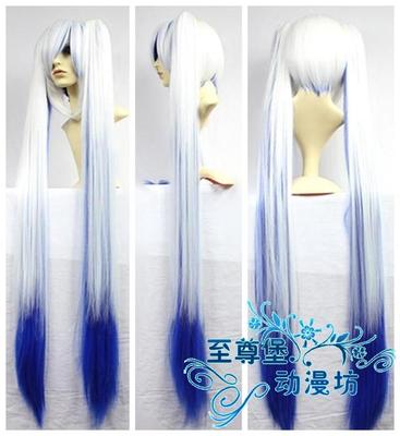 taobao agent Vocaloid, wig, white blue ponytail, cosplay, 120cm