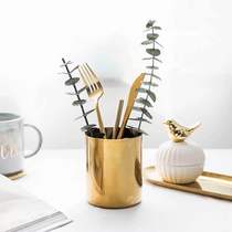 Gold round brass multifunctional pen holder student desk storage box INS Nordic style metal brush barrel