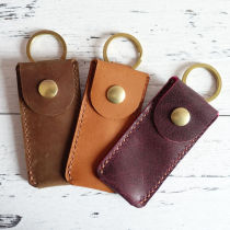 Leather digital U disk ushield dongle nail clipper leather cover head layer cowhide protective cover protective bag storage cover new