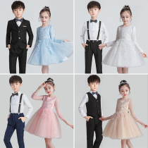 Childrens Choral Performance Costume Presenter Male And Female Flowers Princess Dresses Kindergarten Elementary School Students Piano Recital Gown