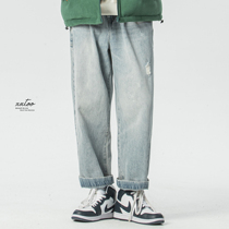 XXTOO Day Ensemble Retro Heavy Washed Light Color 2022 Spring Autumn Trend Casual Loose Straight Barrel Jeans Long Pants Man