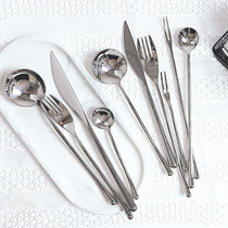 Nordic style steak knife and fork spoon Western tableware 304 stainless steel minimalist knife and fork spoon three sets of dessert fork spoon