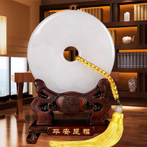 Natural jade ornaments Afghanistan white jade large safety buckle to move new home gift living room TV cabinet bedroom decoration
