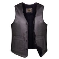 Leather leather vest mens wool vest horse clip autumn and winter warm and thick sheep leather waistcoat