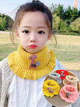 Childrens baby scarf winter warm cute girl autumn and winter scarf boy neck sleeve knitted plush thick cartoon