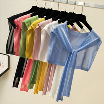 Summer Ice Silk Hitch Shoulder woman knotted small shawl cloud Dove gradient lap shoulder thinner sunscreen Scarlet Fake Collar shawl