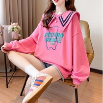 2022 Spring and autumn pregnant womens sweatshirt with long sleeves women beating bottom long sleeves loose big code female net red little subsleeve heads