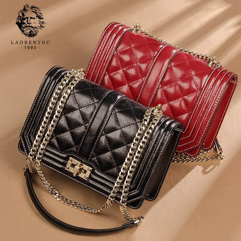 Old man head Messenger bag female 2018 new wave Korean version of the wild fashion leather small fragrance rhombic chain bag small