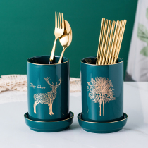 Household ceramic chopstick tube Large capacity single tube drain water mildew chopstick basket Chopstick cage Kitchen storage box rack Commercial