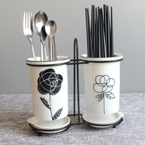 Ceramic chopstick bucket Drain Household chopstick bucket Chopstick box Nordic storage rack Chopstick cage Chopstick tube chopstick cage