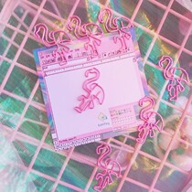 Japanese pink photo girl decoration clip cute Flamingo metal bookmark student creative girl paper clip