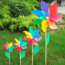 Childrens toys 42cm wooden pole windmill diy colorful windmill kindergarten outdoor decoration activities wedding props