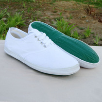 Mens and womens full size global white tennis shoes Lace-up shoes Canvas shoes White shoes Dance shoes Group exercise shoes Square dance shoes