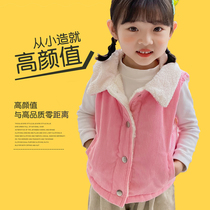 Childrens vest men and women Baby Baby Baby velvet down cotton vest autumn and winter small childrens clothing warm corduroy shoulder
