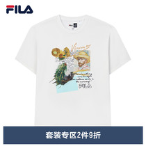 FILA File Official Womens Fashion Suit 2022 Summer Fashion Short T Long Pants Casual Sports Suit Women