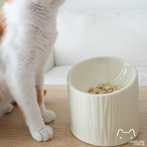 Ceramic Cat Bowl tilt mouth high foot protection cervical spine cat raised tilt mouth Garfield dog food bowl rice bowl